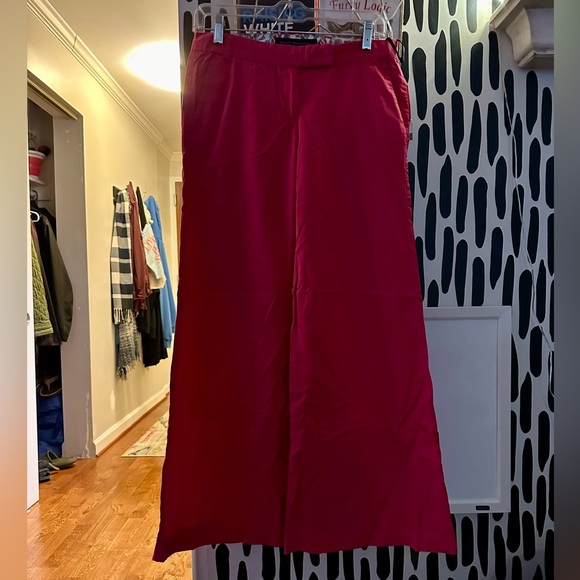 French Connection - Fuchsia Wide Leg Cotton Trousers - Picture 8 of 9